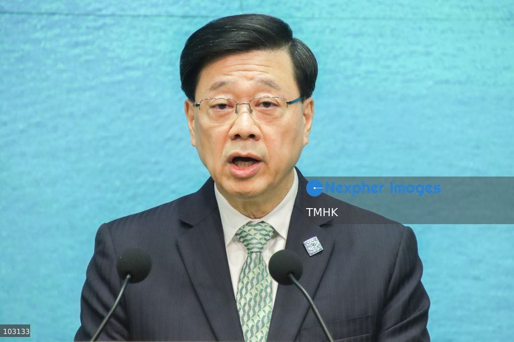 Hong Kong Chief Executive John Lee Ka-chiu addresses the media before the weekly Executive Council meeting in Hong Kong on October 6, 2026. He highlighted the significance of Hong Kong's first Five-Year Plan and its implementation through the 2026 Policy Address. (Photo by Gordon Choi/TMHK via Nexpher Images)