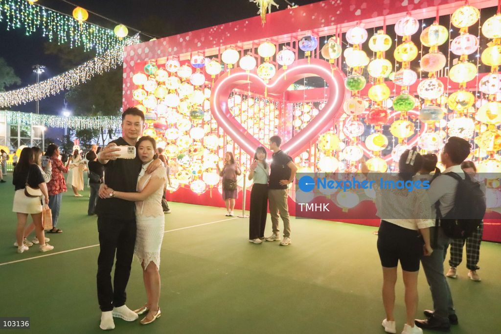 A general view of the Mid-Autumn Lantern Carnival at Victoria Park in Hong Kong on October 7, 2026. Visitors admire and photograph colourful lantern displays on the final day of the exhibition, which was extended following a positive public response. (Photo by Gordon Choi/TMHK via Nexpher Images)