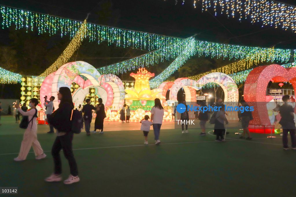 A general view of the Mid-Autumn Lantern Carnival at Victoria Park in Hong Kong on October 7, 2026. Visitors admire and photograph colourful lantern displays on the final day of the exhibition, which was extended following a positive public response. (Photo by Gordon Choi/TMHK via Nexpher Images)