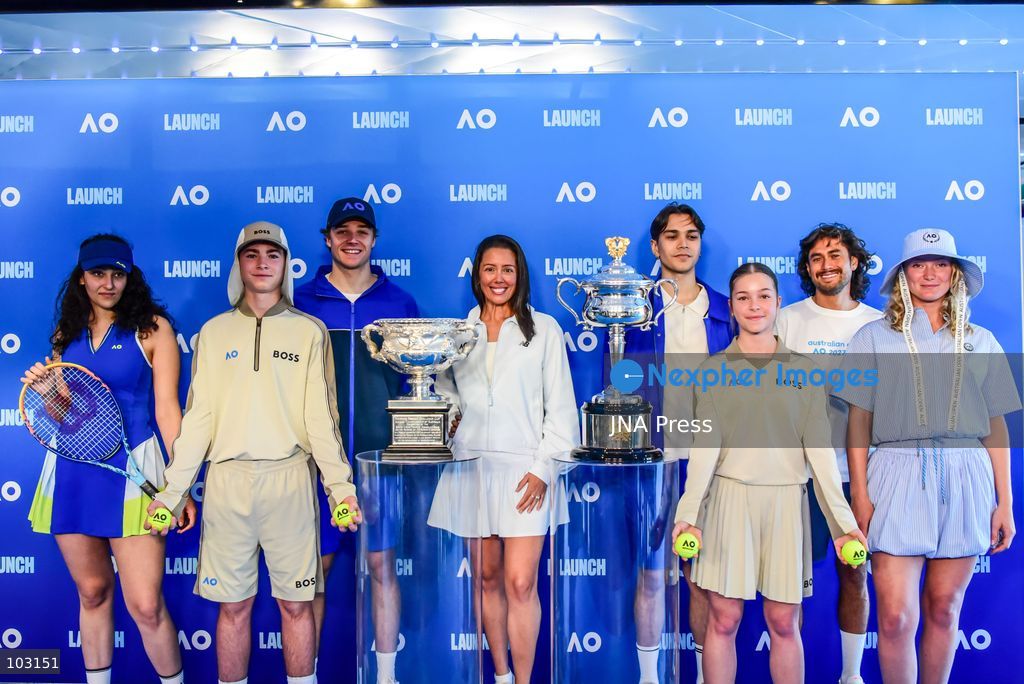 MELBOURNE, AUSTRALIA, OCTOBER 8, 2026: Tennis Australia holds the official media launch of the Australian Open 2027 Grand Slam tennis tournament at the Rod Laver Arena Concourse in Melbourne. The presentation, hosted by former tennis player Jelena Dokic and Australian tennis legend Todd Woodbridge, featured several guests and was followed by a press conference with Tennis Australia CEO Andrew Abdo ahead of the upcoming tournament. Photo by Alexander Bogatyrev / JNA Press. (Photo by Alexander Bogatyrev/JNA Press via Nexpher Images)