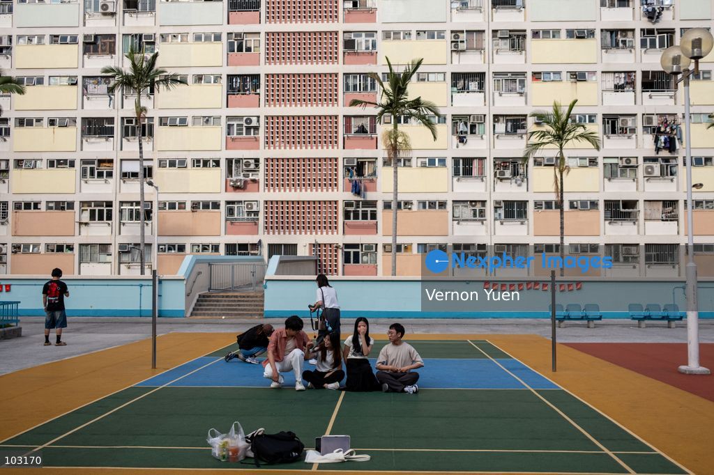 People sitting on a playground at Choi Hung Estate on October 8, 2026 in Hong Kong. (Photo by Vernon Yuen/Nexpher Images)