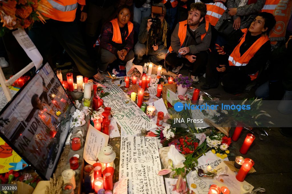 MADRID, SPAIN, OCTOBER 8, 2026: Thousands of people march through central Madrid in memory of Maricarmen Abascal, an 87-year-old woman who died on October 7, two weeks after being evicted from the apartment where she had lived for 71 years. Organized by the Sindicato de Inquilinas de Madrid, the march began at Puerta del Sol and ended outside Abascal's former home in the Retiro district. Around 20,000 people participated, according to the Spanish government's delegation in Madrid. Abascal's eviction on September 23 sparked widespread housing protests and encampments across Spain, with demonstrators demanding stronger tenant protections and measures against evictions. Photo by Tomas Calle / JNA Press. (Photo by Tomas Calle/JNA Press via Nexpher Images)