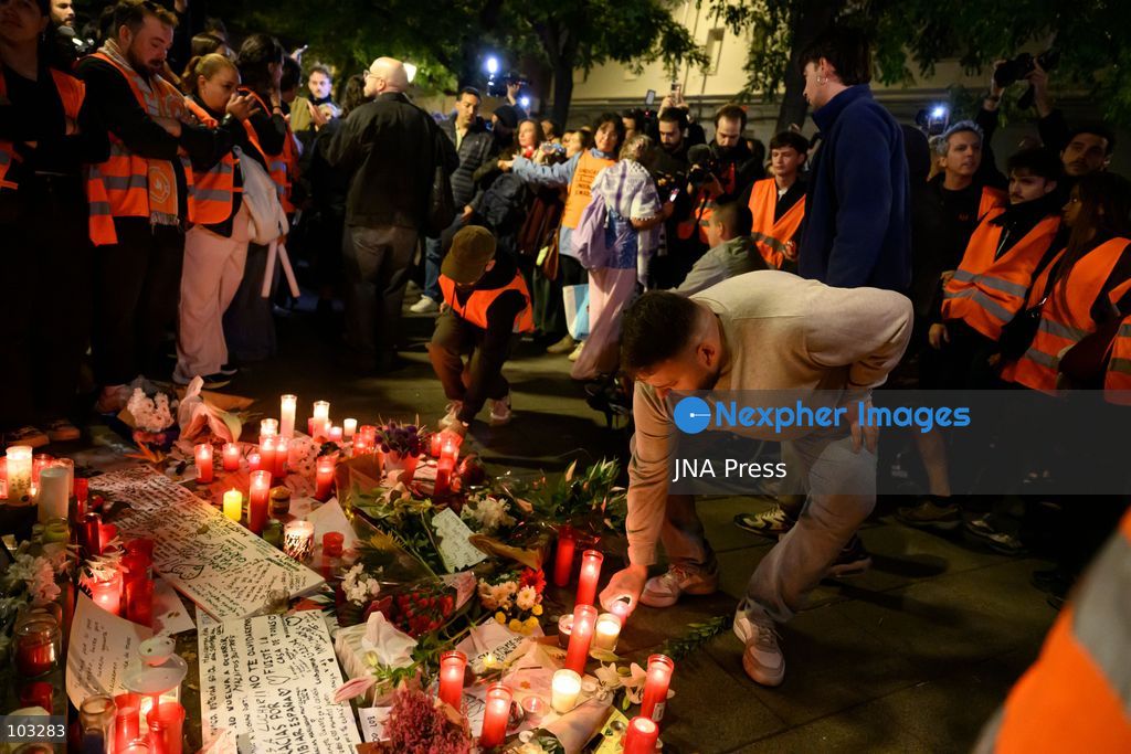MADRID, SPAIN, OCTOBER 8, 2026: Thousands of people march through central Madrid in memory of Maricarmen Abascal, an 87-year-old woman who died on October 7, two weeks after being evicted from the apartment where she had lived for 71 years. Organized by the Sindicato de Inquilinas de Madrid, the march began at Puerta del Sol and ended outside Abascal's former home in the Retiro district. Around 20,000 people participated, according to the Spanish government's delegation in Madrid. Abascal's eviction on September 23 sparked widespread housing protests and encampments across Spain, with demonstrators demanding stronger tenant protections and measures against evictions. Photo by Tomas Calle / JNA Press. (Photo by Tomas Calle/JNA Press via Nexpher Images)