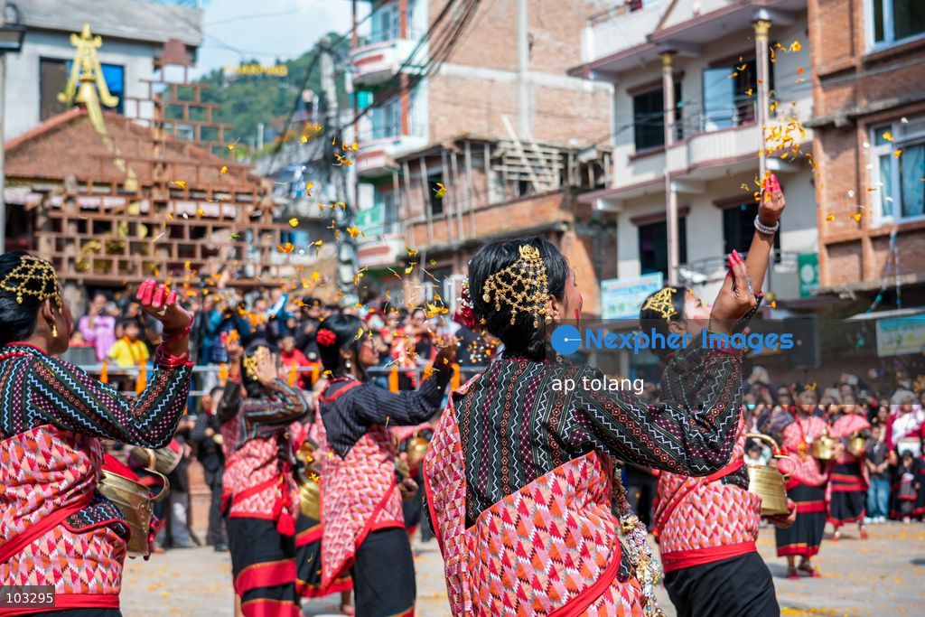 Kathmandu, NEPAL, October 8, 2026: Local performers perform the traditional Newari Dhime dance during Shree Harishankar Jatra in Pharping, Kathmandu, Nepal. The dance reflects the rich cultural heritage and traditions of the Newar community. (Photo by ap tolang/Nexpher Images)