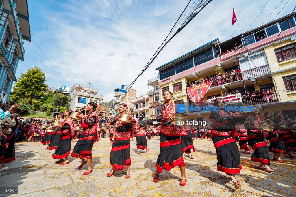 Kathmandu, NEPAL, October 8, 2026: Local performers perform the traditional Newari Dhime dance during Shree Harishankar Jatra in Pharping, Kathmandu, Nepal. The dance reflects the rich cultural heritage and traditions of the Newar community. (Photo by ap tolang/Nexpher Images)
