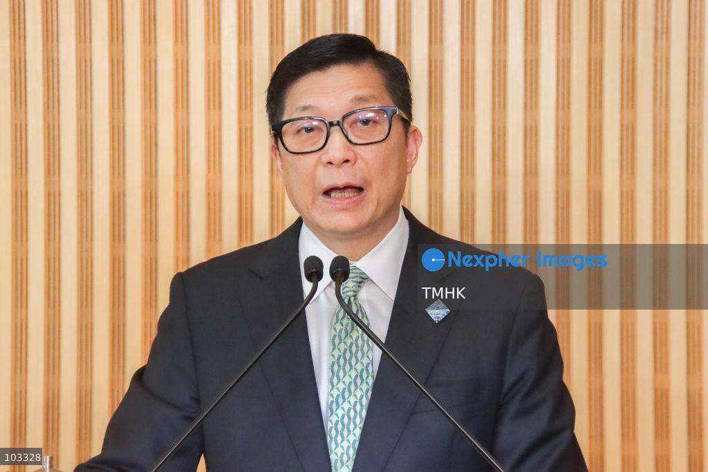 Hong Kong Secretary for Security Chris Tang Ping-keung speaks to reporters at the Central Government Offices in Hong Kong on October 9, 2026. Tang expresses confidence in handling passenger flows at the redeveloped Huanggang Port, which is scheduled to open on October 12. (Photo by Gordon Choi/TMHK via Nexpher Images)