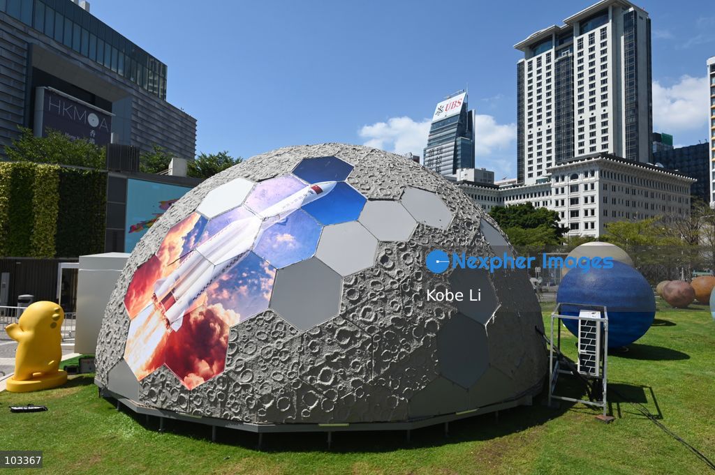A general view showing exhibits displaying at "Fly Me to the Moon – A 380,000 km Odyssey" exhibition at Kowloon
Salisbury Garden on October 9, 2026 in Hong Kong. (Photo by Kobe Li/Nexpher Images)