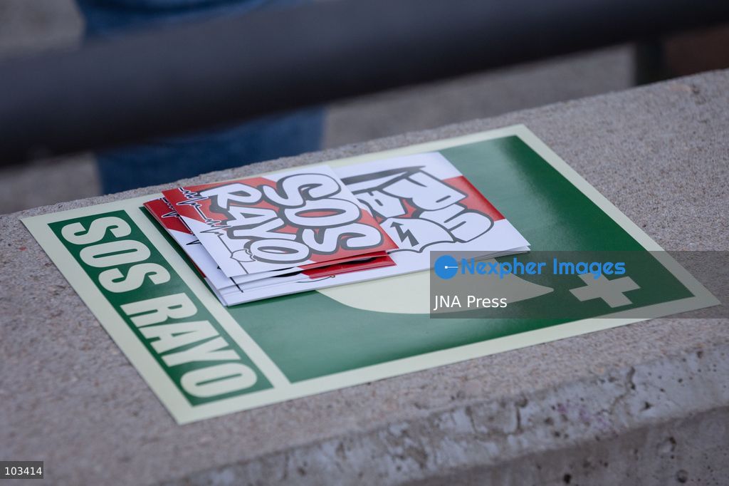 MADRID, SPAIN, OCTOBER 9, 2026: Representatives of Rayo Vallecano supporters’ groups hold a press conference at Parque Juan Jose Garcia Espartero in Madrid under the slogan “SOS Rayo – Salvemos al Rayo” (Save Rayo), raising concerns about the football club’s current situation and calling for measures to protect its future. Jota Vaquerizo and representatives of the Federacion de Penas and Plataforma ADRV participated in the event, highlighting supporters’ demands and their campaign for the club. Photo by Adrian Duran / JNA Press. (Photo by Adrián Durán Mediano/JNA Press via Nexpher Images)
