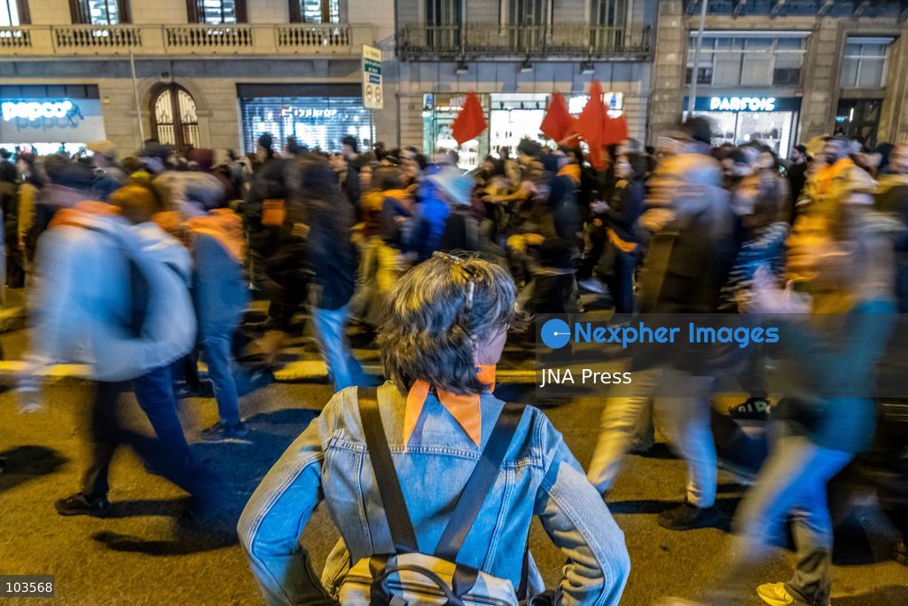 BARCELONA, SPAIN, OCTOBER 9, 2026: Thousands of housing rights protesters march through central Barcelona demanding stronger protections against evictions and calling for a general strike on November 11. The demonstration, organized by housing unions and activist groups, drew approximately 3,000 participants according to local police, while organizers estimated 15,000. Demonstrators observed a minute of silence in memory of Maricarmen Abascal, an 87-year-old woman who died following her eviction in Madrid, and Olga Matute and Javier, who died by suicide after being evicted in L'Hospitalet de Llobregat. The march began at Placa Universitat and continued through the city center. Photo by Miguel Galmés / JNA Press. (Photo by Miguel Galmés/JNA Press via Nexpher Images)