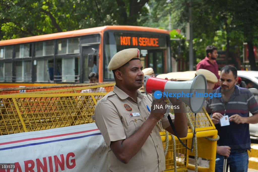 NEW DELHI, INDIA, OCTOBER 10, 2026: Police detain protesters near Jantar Mantar in New Delhi during demonstrations organized by the Cockroach Janta Party (CJP) demanding the resignation of Chief Election Commissioner Gyanesh Kumar. Protesters accused the Election Commission of irregularities in the Special Intensive Revision (SIR) of electoral rolls. Authorities deployed large numbers of police and security personnel and imposed restrictions on gatherings after denying permission for the planned demonstration. The Election Commission has denied allegations of wrongdoing in the voter-roll revision process. Photo by Sameer Hussain / JNA Press. (Photo by Sameer Hussain/JNA Press via Nexpher Images)