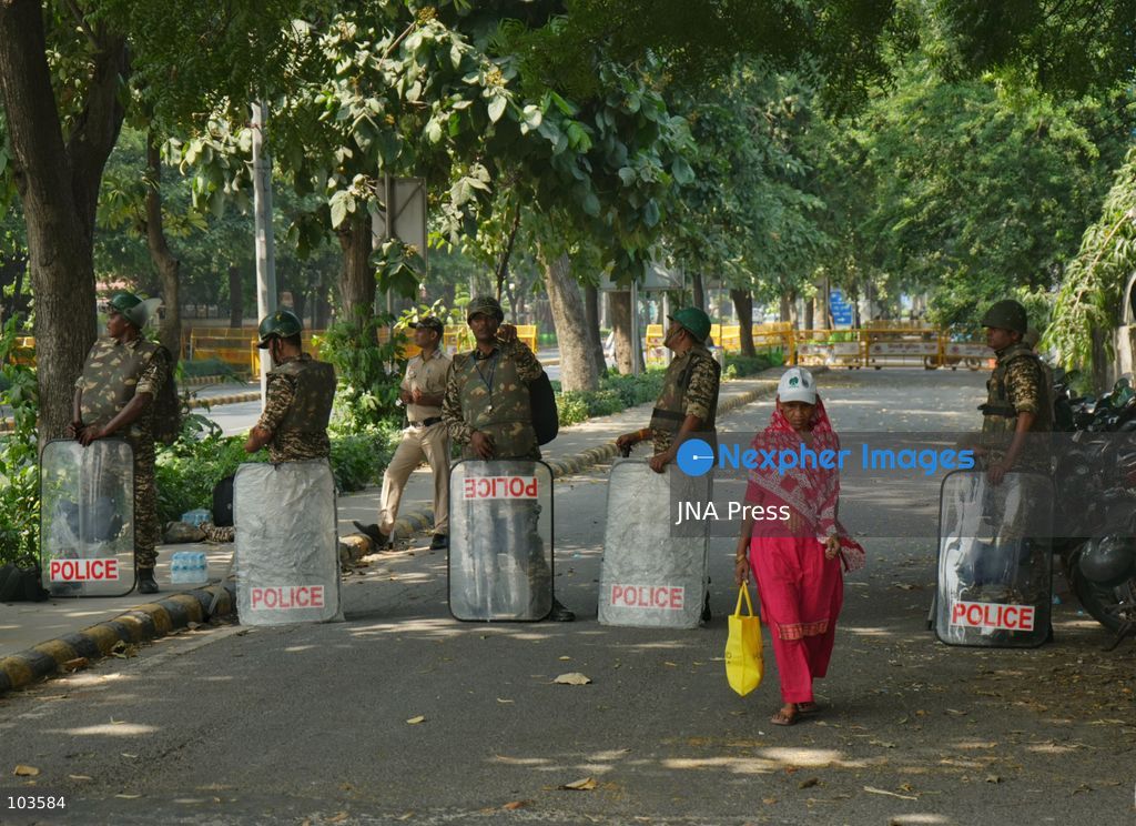 NEW DELHI, INDIA, OCTOBER 10, 2026: Police detain protesters near Jantar Mantar in New Delhi during demonstrations organized by the Cockroach Janta Party (CJP) demanding the resignation of Chief Election Commissioner Gyanesh Kumar. Protesters accused the Election Commission of irregularities in the Special Intensive Revision (SIR) of electoral rolls. Authorities deployed large numbers of police and security personnel and imposed restrictions on gatherings after denying permission for the planned demonstration. The Election Commission has denied allegations of wrongdoing in the voter-roll revision process. Photo by Sameer Hussain / JNA Press. (Photo by Sameer Hussain/JNA Press via Nexpher Images)