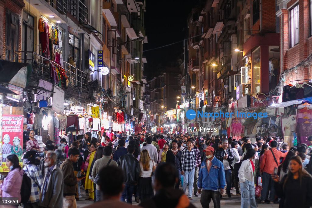 KATHMANDU, NEPAL, OCTOBER 10, 2026: Shoppers crowd markets in Kathmandu as residents prepare for the Dashain festival, purchasing new clothes, shoes, groceries and household goods for the festive season. Markets across the Nepalese capital see increased activity as families make preparations for one of the country's most important Hindu festivals. Photo by Shankar Bhujel / JNA Press. (Photo by Shankar Bhujel/JNA Press via Nexpher Images)