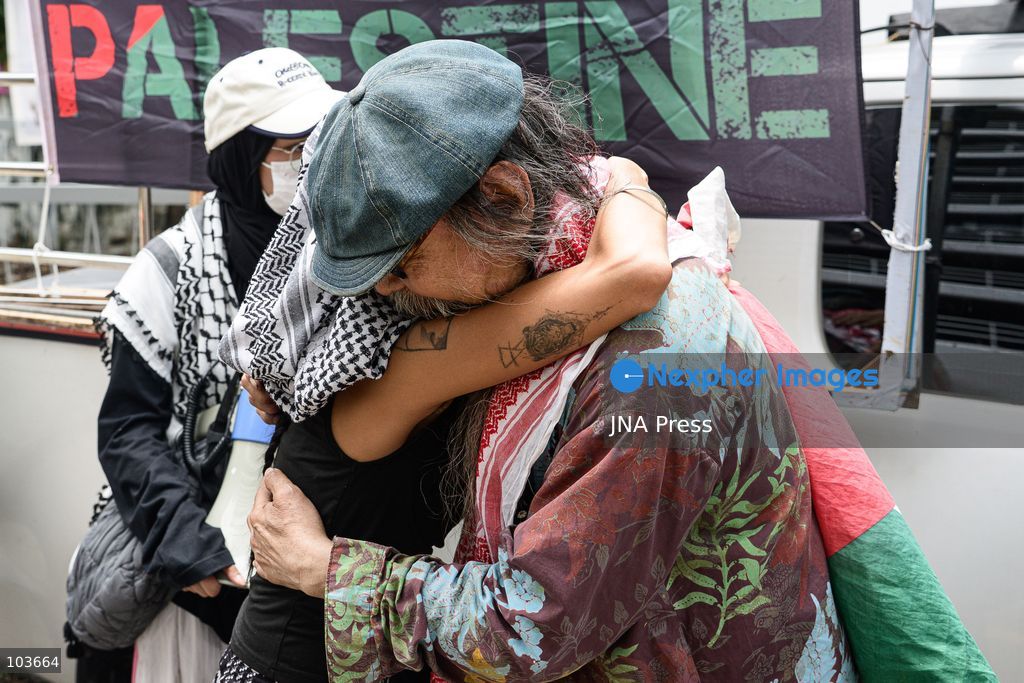 BANGKOK, THAILAND, OCTOBER 10, 2026: Pro-Palestinian demonstrators gather outside the Israeli Embassy in Bangkok during a protest marking 1,100 days since the start of the war in Gaza. Participants held portraits of Palestinians killed during the conflict for three minutes in an action titled "Every Life Isn't Just a Number," symbolizing three years of war. The demonstration was held as part of a Global Action Day for Palestine. Photo by Watsawat Koktabtim / JNA Press. (Photo by Watsawat Koktabtim/JNA Press via Nexpher Images)