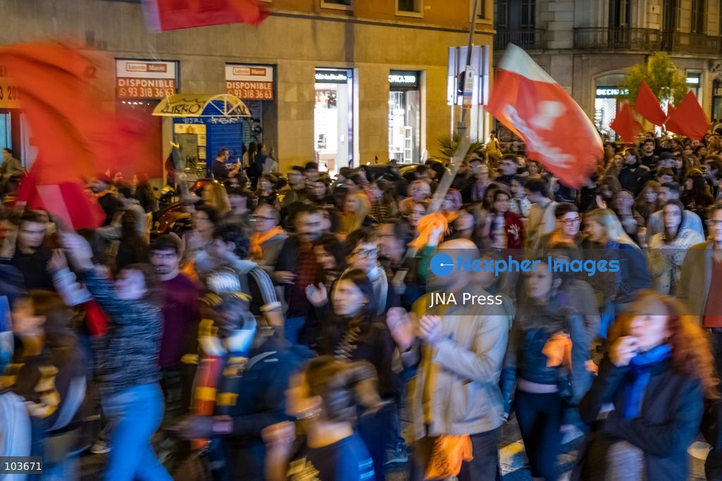 BARCELONA, SPAIN, OCTOBER 9, 2026: Thousands of housing rights protesters march through central Barcelona demanding stronger protections against evictions and calling for a general strike on November 11. The demonstration, organized by housing unions and activist groups, drew approximately 3,000 participants according to local police, while organizers estimated 15,000. Demonstrators observed a minute of silence in memory of Maricarmen Abascal, an 87-year-old woman who died following her eviction in Madrid, and Olga Matute and Javier, who died by suicide after being evicted in L'Hospitalet de Llobregat. The march began at Placa Universitat and continued through the city center. Photo by Miguel Galmés / JNA Press. (Photo by Miguel Galmés/JNA Press via Nexpher Images)