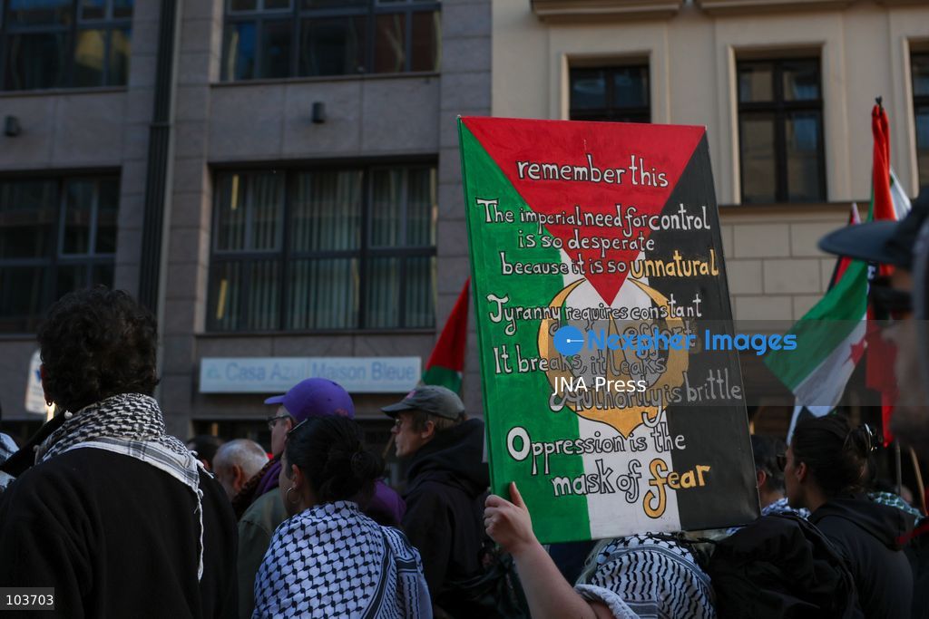 BERLIN, GERMANY, OCTOBER 10, 2026: Thousands of demonstrators take part in the United4Palestine rally under the slogan “No Peace on Stolen Land” in Berlin. Police estimated that around 3,500 people participated in the demonstration, which took place amid extensive security measures and a large police presence. Pro-Israeli counter-protests were also held nearby, with participants expressing opposing views on the Israeli-Palestinian conflict. Photo by Maria Castro / JNA Press. (Photo by Maria Castro/JNA Press via Nexpher Images)