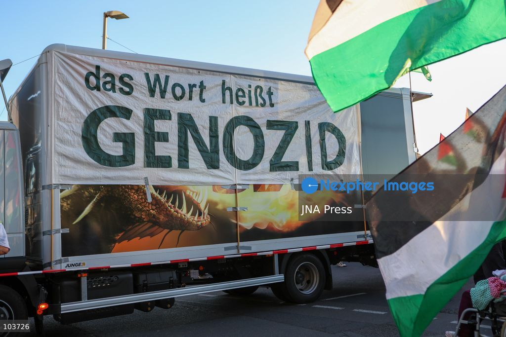 BERLIN, GERMANY, OCTOBER 10, 2026: Thousands of demonstrators take part in the United4Palestine rally under the slogan “No Peace on Stolen Land” in Berlin. Police estimated that around 3,500 people participated in the demonstration, which took place amid extensive security measures and a large police presence. Pro-Israeli counter-protests were also held nearby, with participants expressing opposing views on the Israeli-Palestinian conflict. Photo by Maria Castro / JNA Press. (Photo by Maria Castro/JNA Press via Nexpher Images)