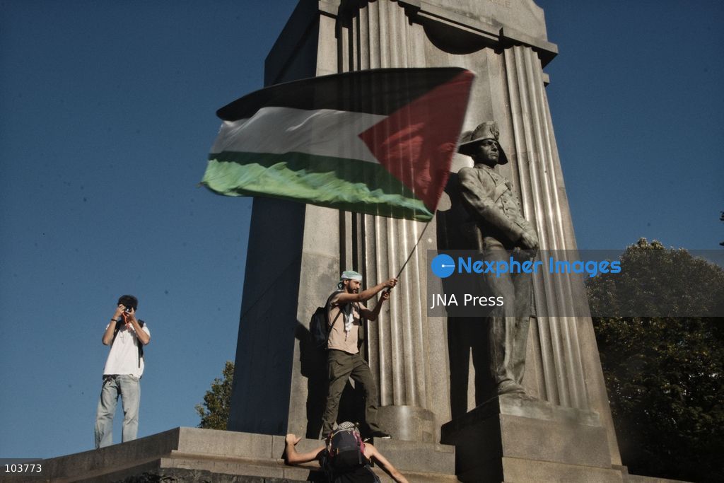 TURIN, ITALY, OCTOBER 10, 2026: Thousands of pro-Palestinian demonstrators march through Turin during a protest organized by the Torino per Gaza coalition. Tensions erupted near Piazza Castello when police blocked access to the square, leading to clashes between demonstrators and riot police before some protesters were allowed to enter. Participants carried Palestinian flags and displayed effigies of Israeli Prime Minister Benjamin Netanyahu and US President Donald Trump as they marched through the city in support of Palestine. Photo by Julian Nelaj / JNA Press. (Photo by Julian Nelaj/JNA Press via Nexpher Images)