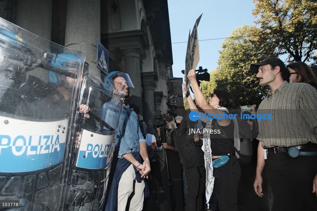 TURIN, ITALY, OCTOBER 10, 2026: Thousands of pro-Palestinian demonstrators march through Turin during a protest organized by the Torino per Gaza coalition. Tensions erupted near Piazza Castello when police blocked access to the square, leading to clashes between demonstrators and riot police before some protesters were allowed to enter. Participants carried Palestinian flags and displayed effigies of Israeli Prime Minister Benjamin Netanyahu and US President Donald Trump as they marched through the city in support of Palestine. Photo by Julian Nelaj / JNA Press. (Photo by Julian Nelaj/JNA Press via Nexpher Images)