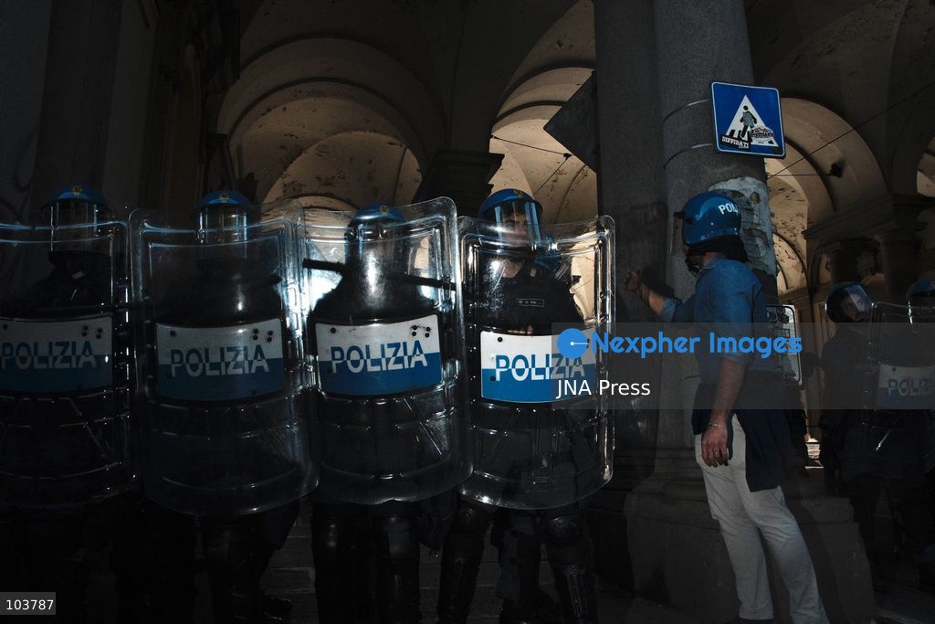 TURIN, ITALY, OCTOBER 10, 2026: Thousands of pro-Palestinian demonstrators march through Turin during a protest organized by the Torino per Gaza coalition. Tensions erupted near Piazza Castello when police blocked access to the square, leading to clashes between demonstrators and riot police before some protesters were allowed to enter. Participants carried Palestinian flags and displayed effigies of Israeli Prime Minister Benjamin Netanyahu and US President Donald Trump as they marched through the city in support of Palestine. Photo by Julian Nelaj / JNA Press. (Photo by Julian Nelaj/JNA Press via Nexpher Images)