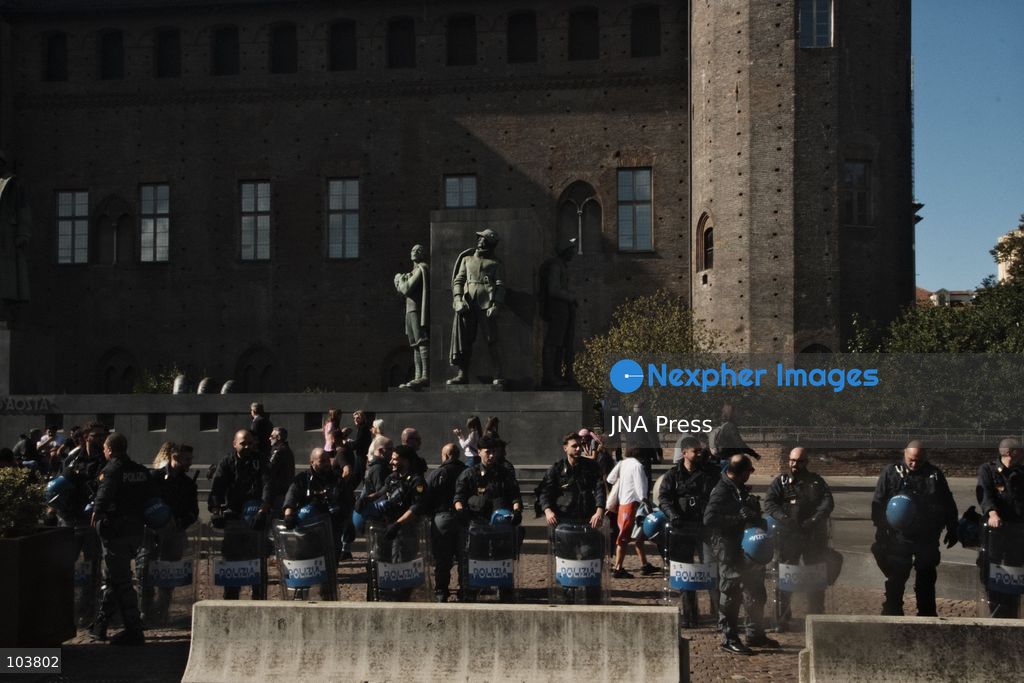 TURIN, ITALY, OCTOBER 10, 2026: Thousands of pro-Palestinian demonstrators march through Turin during a protest organized by the Torino per Gaza coalition. Tensions erupted near Piazza Castello when police blocked access to the square, leading to clashes between demonstrators and riot police before some protesters were allowed to enter. Participants carried Palestinian flags and displayed effigies of Israeli Prime Minister Benjamin Netanyahu and US President Donald Trump as they marched through the city in support of Palestine. Photo by Julian Nelaj / JNA Press. (Photo by Julian Nelaj/JNA Press via Nexpher Images)