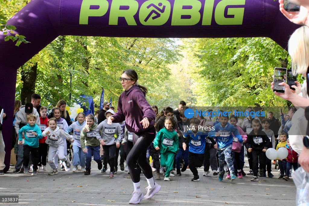 LVIV, UKRAINE, OCTOBER 10, 2026: Around 200 participants take part in the PROBIG | SviTY Run charity event in Lviv to raise funds for children and adolescents affected by the war in Ukraine. Organized by Kids of Ukraine in collaboration with PROBIG and event partners, the fundraiser featured 2.5-kilometer and 5-kilometer races, a children's race and a special race for mothers. Proceeds will support the SviTY program, which operates four psychosocial support centers in Lviv, Khmelnytskyi, Cherkasy and Zhytomyr, providing psychological assistance, social integration activities and educational guidance to adolescents affected by the war. Photo by Catherine Manso / JNA Press. (Photo by Catherine Manso/JNA Press via Nexpher Images)