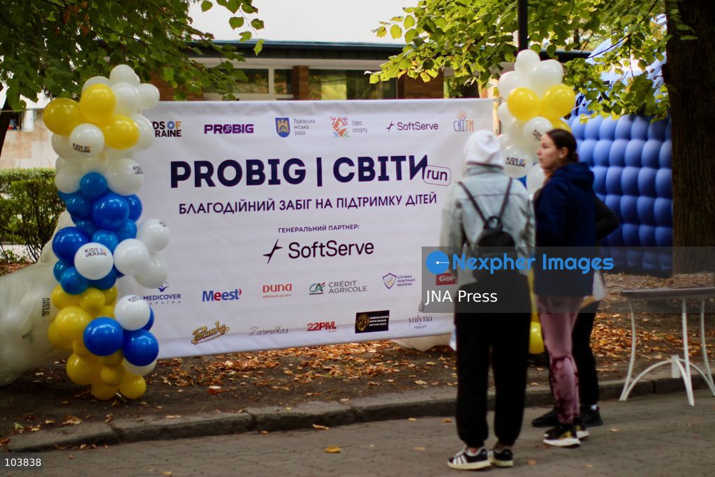 LVIV, UKRAINE, OCTOBER 10, 2026: Around 200 participants take part in the PROBIG | SviTY Run charity event in Lviv to raise funds for children and adolescents affected by the war in Ukraine. Organized by Kids of Ukraine in collaboration with PROBIG and event partners, the fundraiser featured 2.5-kilometer and 5-kilometer races, a children's race and a special race for mothers. Proceeds will support the SviTY program, which operates four psychosocial support centers in Lviv, Khmelnytskyi, Cherkasy and Zhytomyr, providing psychological assistance, social integration activities and educational guidance to adolescents affected by the war. Photo by Catherine Manso / JNA Press. (Photo by Catherine Manso/JNA Press via Nexpher Images)