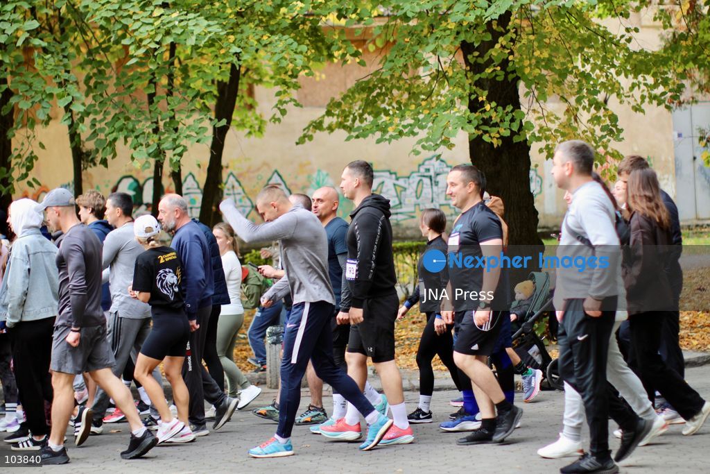 LVIV, UKRAINE, OCTOBER 10, 2026: Around 200 participants take part in the PROBIG | SviTY Run charity event in Lviv to raise funds for children and adolescents affected by the war in Ukraine. Organized by Kids of Ukraine in collaboration with PROBIG and event partners, the fundraiser featured 2.5-kilometer and 5-kilometer races, a children's race and a special race for mothers. Proceeds will support the SviTY program, which operates four psychosocial support centers in Lviv, Khmelnytskyi, Cherkasy and Zhytomyr, providing psychological assistance, social integration activities and educational guidance to adolescents affected by the war. Photo by Catherine Manso / JNA Press. (Photo by Catherine Manso/JNA Press via Nexpher Images)