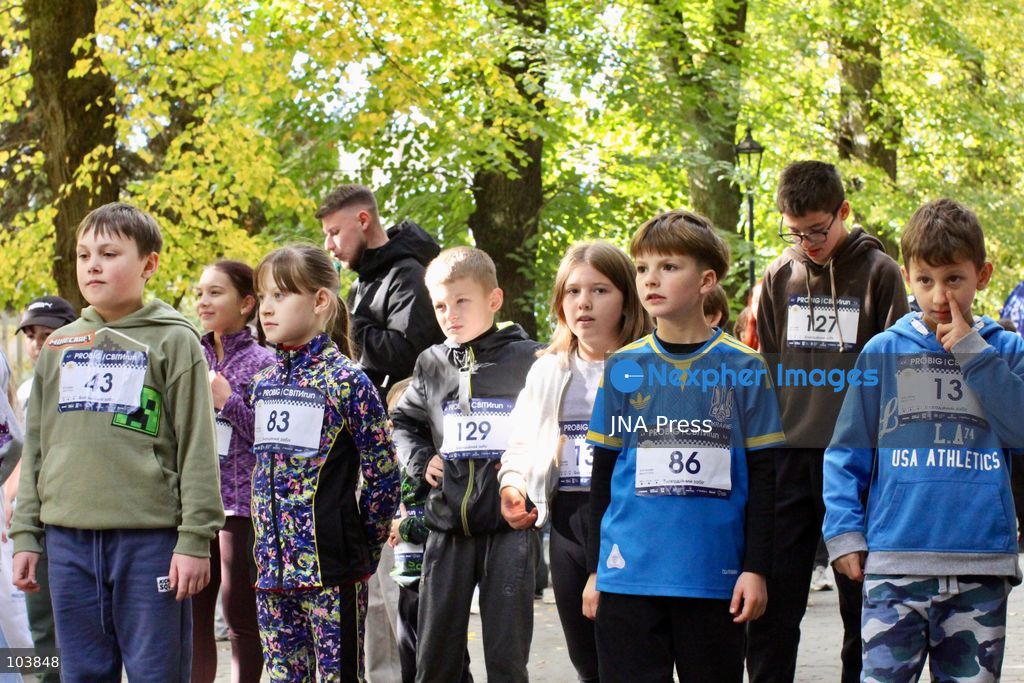 LVIV, UKRAINE, OCTOBER 10, 2026: Around 200 participants take part in the PROBIG | SviTY Run charity event in Lviv to raise funds for children and adolescents affected by the war in Ukraine. Organized by Kids of Ukraine in collaboration with PROBIG and event partners, the fundraiser featured 2.5-kilometer and 5-kilometer races, a children's race and a special race for mothers. Proceeds will support the SviTY program, which operates four psychosocial support centers in Lviv, Khmelnytskyi, Cherkasy and Zhytomyr, providing psychological assistance, social integration activities and educational guidance to adolescents affected by the war. Photo by Catherine Manso / JNA Press. (Photo by Catherine Manso/JNA Press via Nexpher Images)