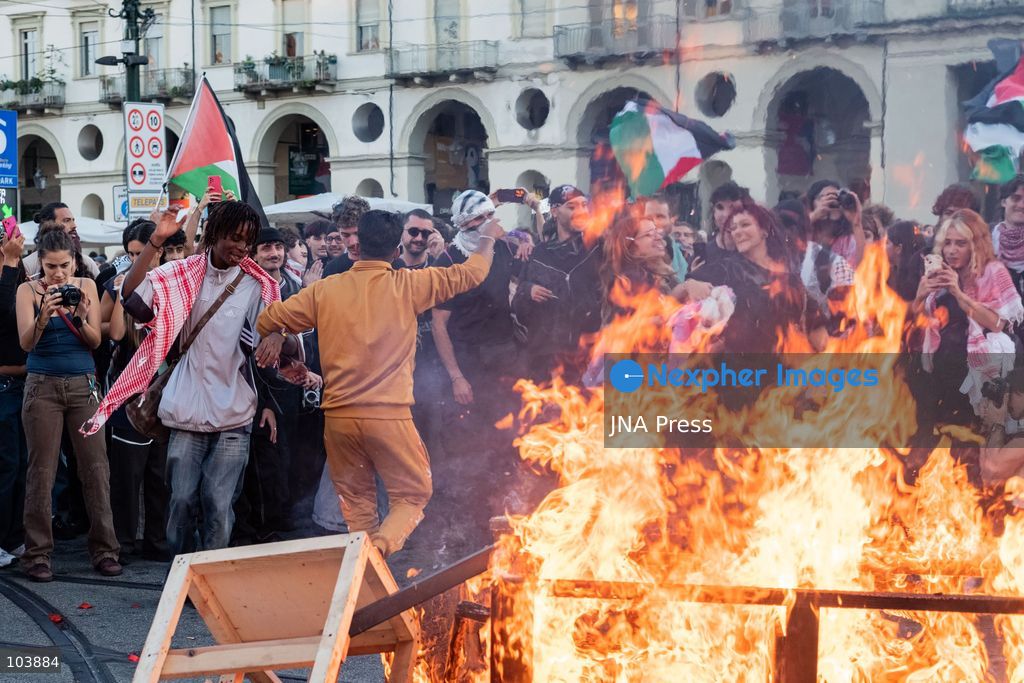 TURIN, ITALY, OCTOBER 10, 2026: Thousands of demonstrators march through the streets of Turin during a regional protest in solidarity with Palestine. Participants from across the Piedmont region gathered for the demonstration organized by Torino per Gaza, waving Palestinian flags and carrying banners as they marched through the city center. The procession passed through several neighborhoods, including Barriera di Milano, before returning toward central Turin. Italian news agency ANSA estimated attendance at around 8,000, while organizers claimed 20,000 participants. Photo by Camilla Baronetto / JNA Press. (Photo by Camilla Baronetto/JNA Press via Nexpher Images)