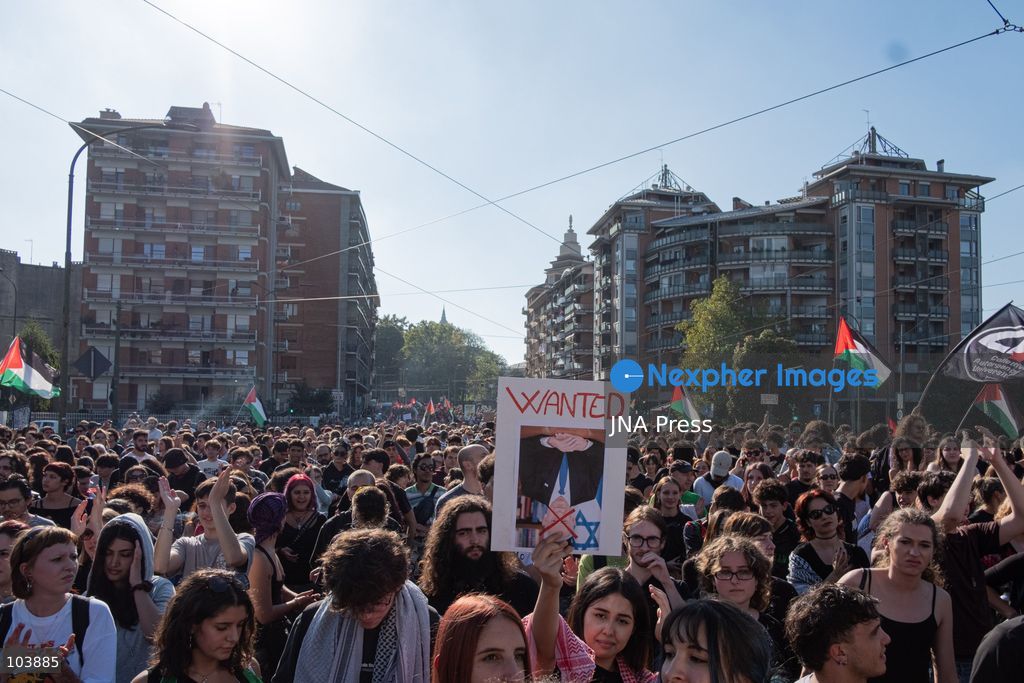 TURIN, ITALY, OCTOBER 10, 2026: Thousands of demonstrators march through the streets of Turin during a regional protest in solidarity with Palestine. Participants from across the Piedmont region gathered for the demonstration organized by Torino per Gaza, waving Palestinian flags and carrying banners as they marched through the city center. The procession passed through several neighborhoods, including Barriera di Milano, before returning toward central Turin. Italian news agency ANSA estimated attendance at around 8,000, while organizers claimed 20,000 participants. Photo by Camilla Baronetto / JNA Press. (Photo by Camilla Baronetto/JNA Press via Nexpher Images)
