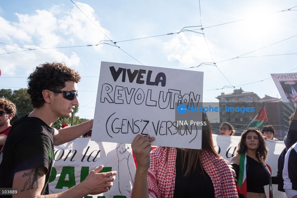 TURIN, ITALY, OCTOBER 10, 2026: Thousands of demonstrators march through the streets of Turin during a regional protest in solidarity with Palestine. Participants from across the Piedmont region gathered for the demonstration organized by Torino per Gaza, waving Palestinian flags and carrying banners as they marched through the city center. The procession passed through several neighborhoods, including Barriera di Milano, before returning toward central Turin. Italian news agency ANSA estimated attendance at around 8,000, while organizers claimed 20,000 participants. Photo by Camilla Baronetto / JNA Press. (Photo by Camilla Baronetto/JNA Press via Nexpher Images)