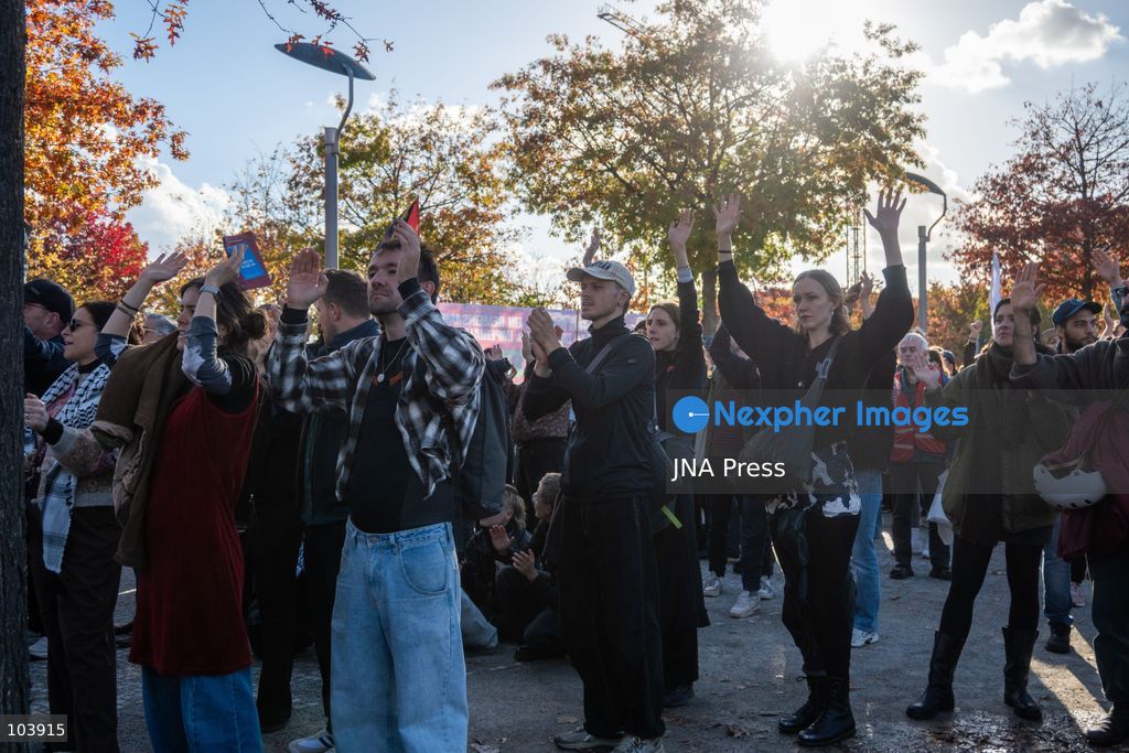 BERLIN, GERMANY, OCTOBER 10, 2026: Thousands of pro-Palestinian demonstrators march through central Berlin during the United4Palestine rally under the slogan "No Peace on Stolen Land." Protesters called for an end to the Israeli occupation of Palestinian territories and demanded that Germany end its political and military support for Israel. Organizers estimated attendance at 20,000 people, while Berlin police reported approximately 3,500 participants. Smaller pro-Israel counter-demonstrations were also held in the German capital amid a significant police presence. Photo by Jess Flom / JNA Press. (Photo by jess flom/JNA Press via Nexpher Images)