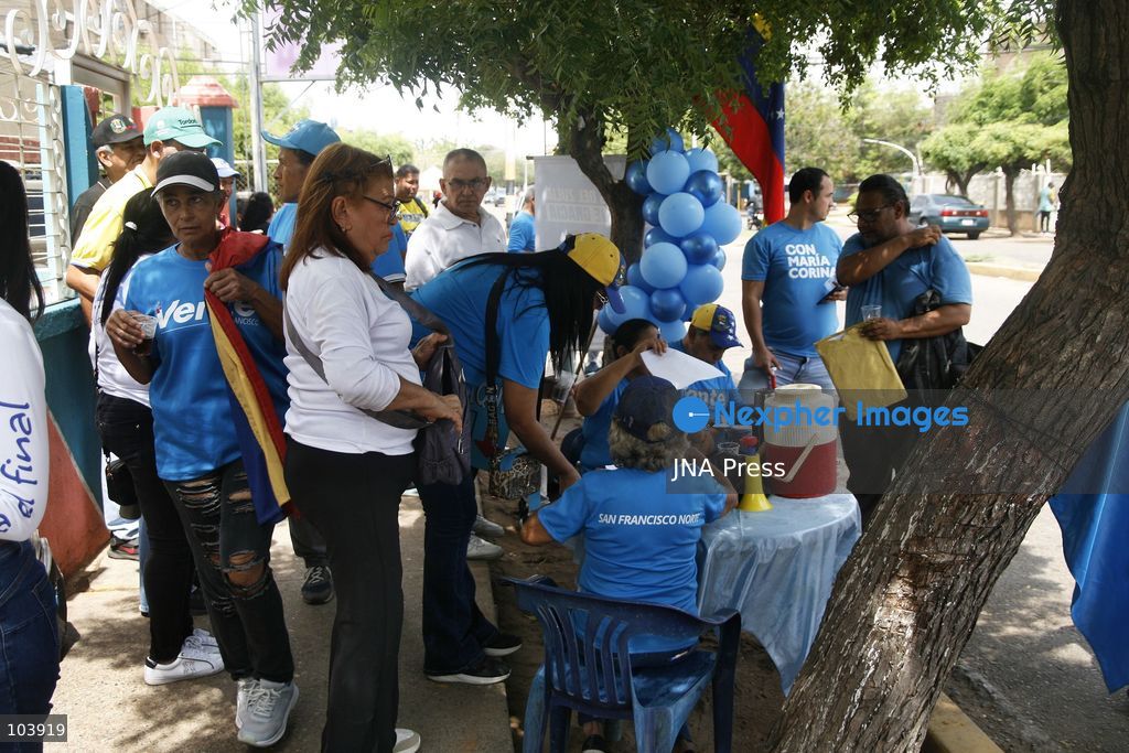 SAN FRANCISCO, ZULIA, VENEZUELA, OCTOBER 10, 2026: Members and supporters of the opposition party Vente Venezuela, led by Maria Corina Machado, take part in a membership registration campaign in San Francisco municipality, Zulia state. The initiative, called "Vente Toma el Zulia," aims to recruit new party members and strengthen the organization's presence across the state ahead of possible presidential elections in 2027. Party organizers said the campaign would take place across 109 parishes in Zulia. Photo by Humberto Matheus / JNA Press. (Photo by Humberto Matheus/JNA Press via Nexpher Images)