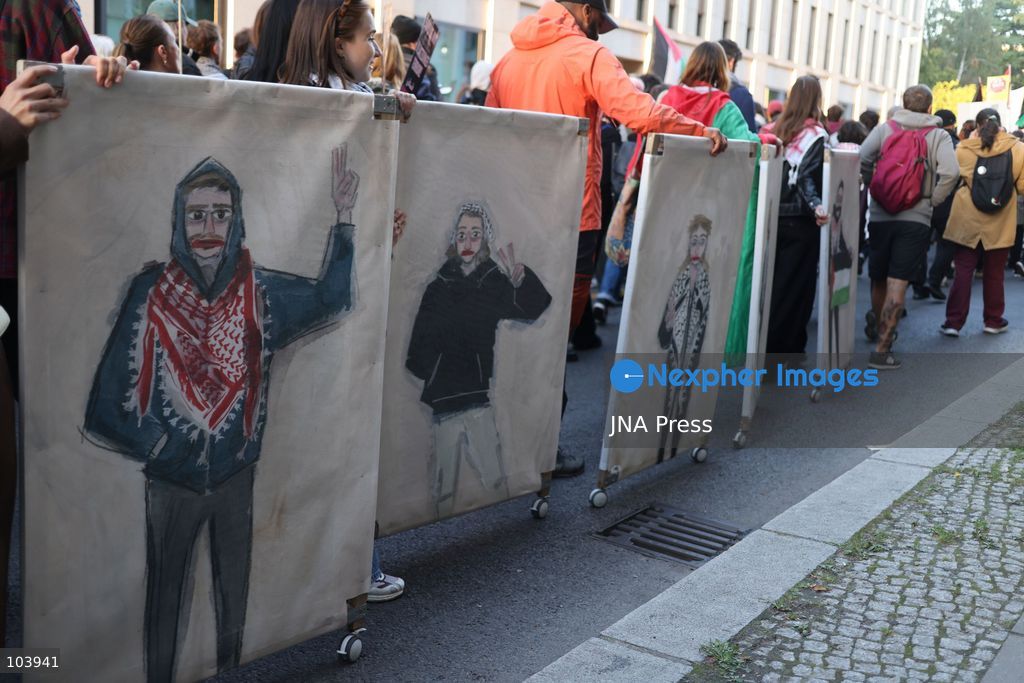 BERLIN, GERMANY, OCTOBER 10, 2026: Thousands of demonstrators take part in the "United4Palestine - No Peace on Stolen Land" march in Berlin, calling for an end to Israel's occupation of Palestinian territories. Protesters demanded that the German government halt arms exports to Israel and end its military and economic support for the country. The demonstration also highlighted opposition to Germany's policies toward Israel and concerns over the humanitarian situation in the Gaza Strip. Photo by Zaira Biagini / JNA Press. (Photo by Zaira Biagini/JNA Press via Nexpher Images)