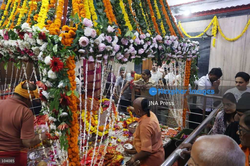 PRAYAGRAJ, INDIA, OCTOBER 11, 2026: Hindu devotees offer prayers to Goddess Alopshankari Devi at the Alopshankari Devi Temple in Prayagraj during celebrations for the nine-day Navratri festival. Worshippers gathered at the temple to perform puja and seek blessings during the Hindu festival dedicated to the worship of Goddess Durga and her manifestations. Photo by Jitendra Prakash / JNA Press. (Photo by Jitendra Prakash/JNA Press via Nexpher Images)