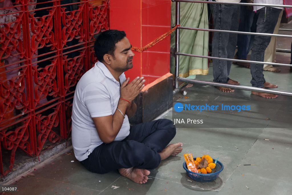 PRAYAGRAJ, INDIA, OCTOBER 11, 2026: Hindu devotees offer prayers to Goddess Alopshankari Devi at the Alopshankari Devi Temple in Prayagraj during celebrations for the nine-day Navratri festival. Worshippers gathered at the temple to perform puja and seek blessings during the Hindu festival dedicated to the worship of Goddess Durga and her manifestations. Photo by Jitendra Prakash / JNA Press. (Photo by Jitendra Prakash/JNA Press via Nexpher Images)