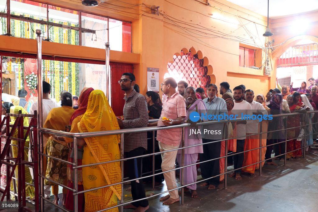 PRAYAGRAJ, INDIA, OCTOBER 11, 2026: Hindu devotees offer prayers to Goddess Alopshankari Devi at the Alopshankari Devi Temple in Prayagraj during celebrations for the nine-day Navratri festival. Worshippers gathered at the temple to perform puja and seek blessings during the Hindu festival dedicated to the worship of Goddess Durga and her manifestations. Photo by Jitendra Prakash / JNA Press. (Photo by Jitendra Prakash/JNA Press via Nexpher Images)