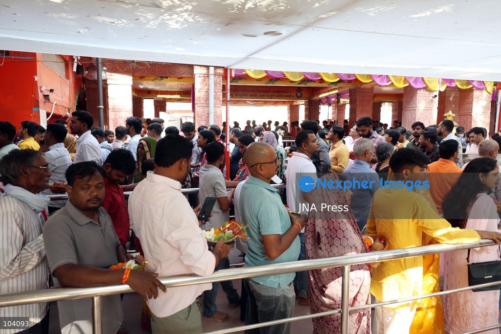PRAYAGRAJ, INDIA, OCTOBER 11, 2026: Hindu devotees offer prayers to Goddess Alopshankari Devi at the Alopshankari Devi Temple in Prayagraj during celebrations for the nine-day Navratri festival. Worshippers gathered at the temple to perform puja and seek blessings during the Hindu festival dedicated to the worship of Goddess Durga and her manifestations. Photo by Jitendra Prakash / JNA Press. (Photo by Jitendra Prakash/JNA Press via Nexpher Images)