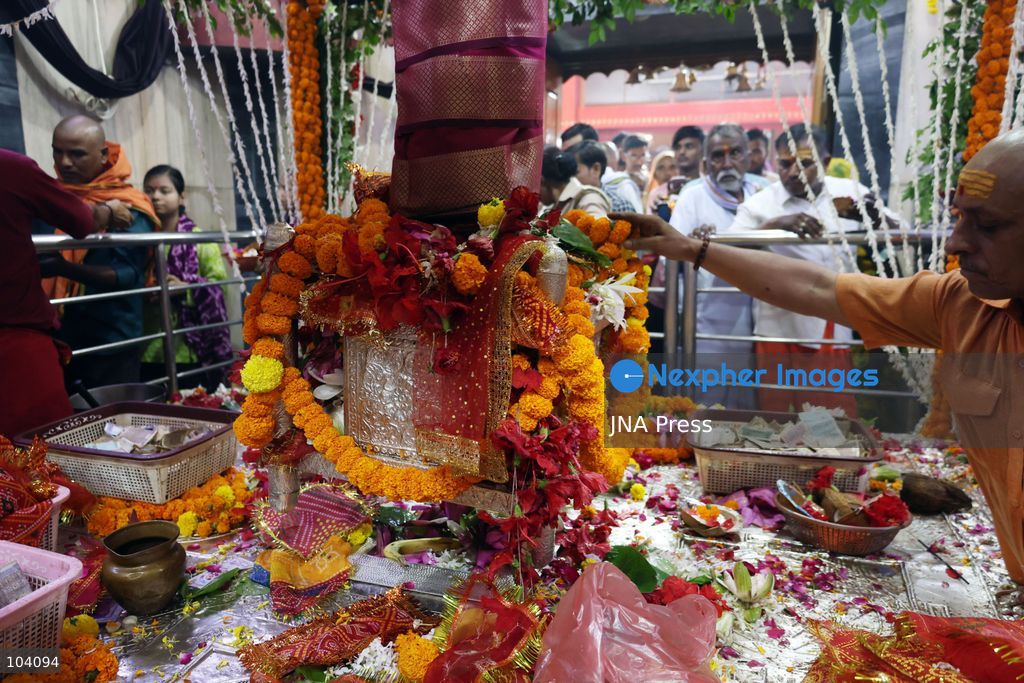 PRAYAGRAJ, INDIA, OCTOBER 11, 2026: Hindu devotees offer prayers to Goddess Alopshankari Devi at the Alopshankari Devi Temple in Prayagraj during celebrations for the nine-day Navratri festival. Worshippers gathered at the temple to perform puja and seek blessings during the Hindu festival dedicated to the worship of Goddess Durga and her manifestations. Photo by Jitendra Prakash / JNA Press. (Photo by Jitendra Prakash/JNA Press via Nexpher Images)