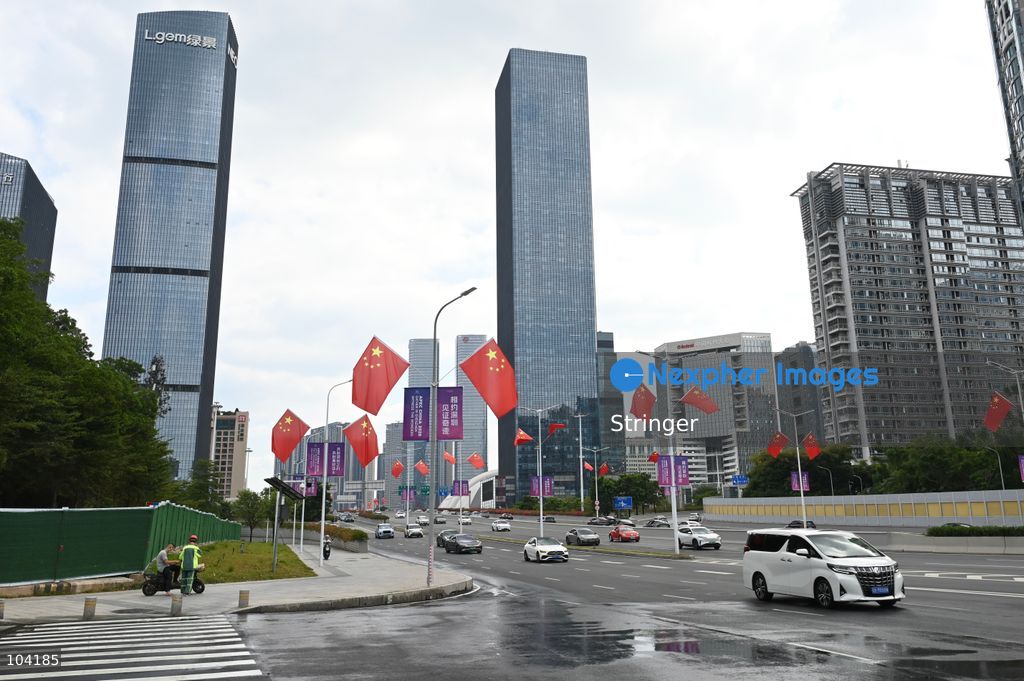 A decoration of APEC CHINA 2026 display at a road on October 11, 2026 in Shenzhen, China. (Photo by Stringer/Nexpher Images)