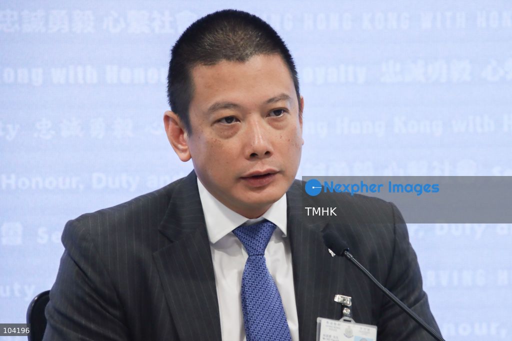 Chief Inspector Ho Yan-kit briefs reporters on a police operation targeting an alleged non-ethnic Chinese criminal syndicate involved in loan sharking and illegal gambling in Hong Kong on October 10, 2026. (Photo by Gordon Choi/TMHK via Nexpher Images)