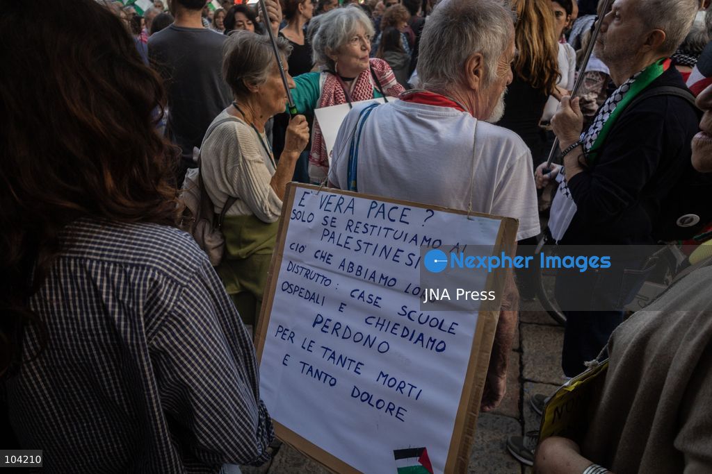MILAN, ITALY, OCTOBER 10, 2026: Thousands of demonstrators march through central Milan in solidarity with Palestinians, marking three years since the start of the war in Gaza. Protesters carry Palestinian flags, banners and placards as they march from Piazza della Repubblica toward Piazza San Babila, calling for an end to Israel's military operations in Gaza, an arms embargo and the suspension of agreements with Israel. The demonstration was part of a nationwide mobilization organized by Palestinian groups and supporting organizations across Italy. Photo by Nadia Caimi / JNA Press. (Photo by Nadia Caimi/JNA Press via Nexpher Images)