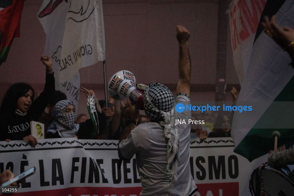MILAN, ITALY, OCTOBER 10, 2026: Thousands of demonstrators march through central Milan in solidarity with Palestinians, marking three years since the start of the war in Gaza. Protesters carry Palestinian flags, banners and placards as they march from Piazza della Repubblica toward Piazza San Babila, calling for an end to Israel's military operations in Gaza, an arms embargo and the suspension of agreements with Israel. The demonstration was part of a nationwide mobilization organized by Palestinian groups and supporting organizations across Italy. Photo by Nadia Caimi / JNA Press. (Photo by Nadia Caimi/JNA Press via Nexpher Images)
