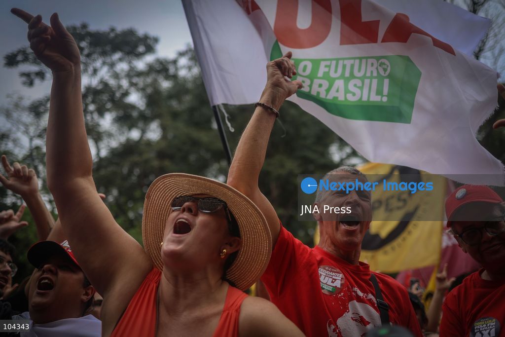 SAO PAULO, BRAZIL, OCTOBER 11, 2026: Students and supporters of Brazilian President Luiz Inacio Lula da Silva demonstrate on Avenida Paulista in Sao Paulo against presidential candidate Flavio Bolsonaro and in support of Lula's re-election. The rally comes ahead of the presidential runoff between Lula and Bolsonaro scheduled for October 25. Photo by Felioe Iruata / JNA Press. (Photo by Felipe iruatã/JNA Press via Nexpher Images)