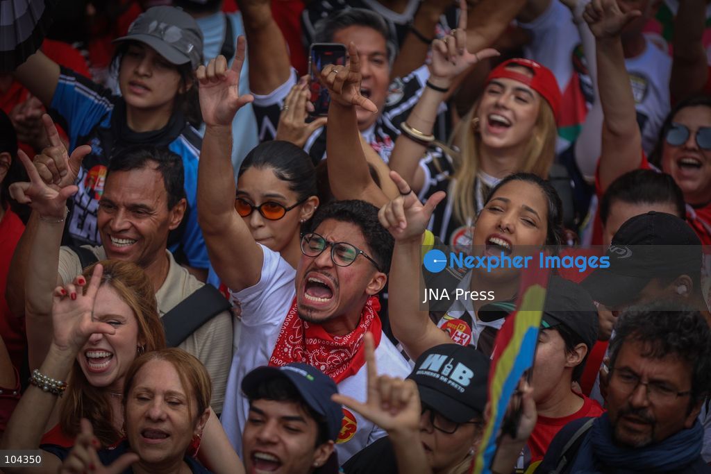 SAO PAULO, BRAZIL, OCTOBER 11, 2026: Students and supporters of Brazilian President Luiz Inacio Lula da Silva demonstrate on Avenida Paulista in Sao Paulo against presidential candidate Flavio Bolsonaro and in support of Lula's re-election. The rally comes ahead of the presidential runoff between Lula and Bolsonaro scheduled for October 25. Photo by Felioe Iruata / JNA Press. (Photo by Felipe iruatã/JNA Press via Nexpher Images)