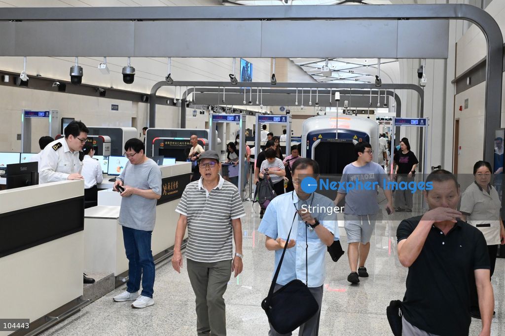 Tourists' baggage finished through security check at Huanggang Port on October 12, 2026 in Shenzhen, China. Huanggang Port officially opened for operation today. (Photo by Stringer/Nexpher Images)