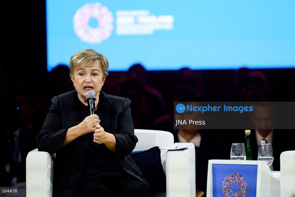 BANGKOK, THAILAND, OCTOBER 12, 2026: International Monetary Fund Managing Director, Kristalina Georgieva speaks in “Small AI: More and Better Jobs” during the 2026 Annual Meetings of the International Monetary Fund and the World Bank Group in Bangkok. The session explores how affordable and accessible artificial intelligence can improve productivity and create jobs. Photo by Watsawat Koktabtim / JNA Press. (Photo by Watsawat "James" Koktabtim/JNA Press via Nexpher Images)