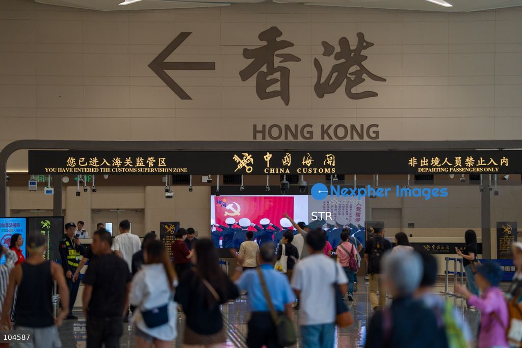 The path to the Hong Kong side border control inside Huanggang Port on October 12, 2026 in Shenzhen, China. (Photo by STR/Nexpher Images)