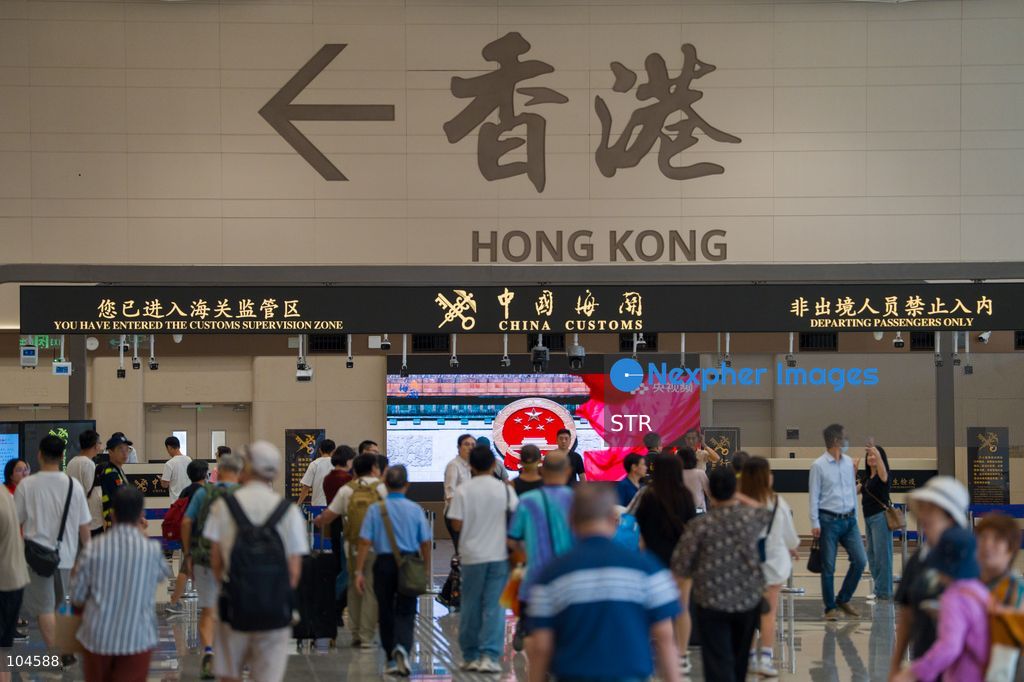 The path to the Hong Kong side border control inside Huanggang Port on October 12, 2026 in Shenzhen, China. (Photo by STR/Nexpher Images)