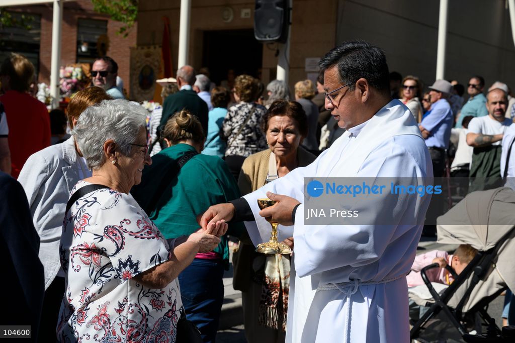 ALCOBENDAS, MADRID, SPAIN, OCTOBER 12, 2026: Worshippers attend Mass at the Hermitage of Nuestra Señora del Pilar. October 12 marks the Feast of the Virgen del Pilar and is also Spain’s National Day, known as Día de la Hispanidad. Photo by Tomas Calle / JNA Press (Photo by Tomas Calle/JNA Press via Nexpher Images)
